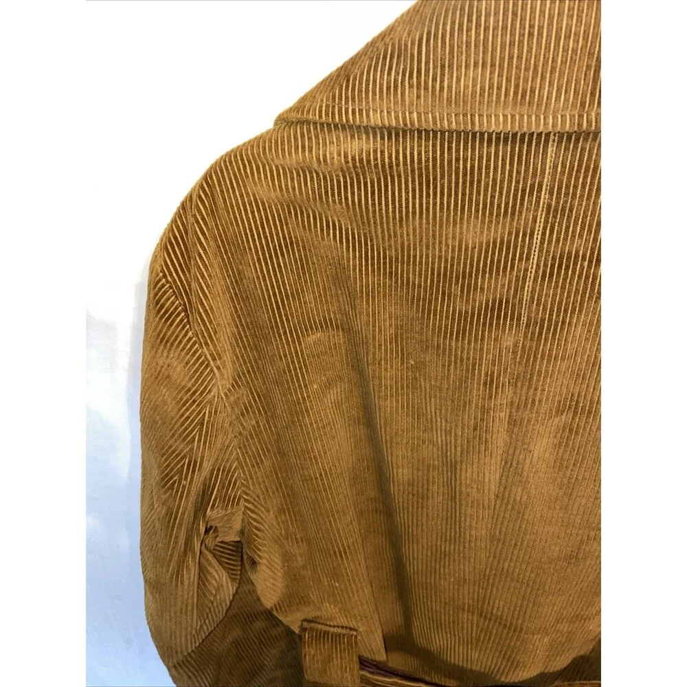 Weathercaster Men’s Corduroy Coat Size Medium Brown Fleece Lined Belted Outdoors - Picture 11 of 12